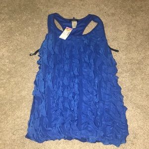Blue ruffled tank top